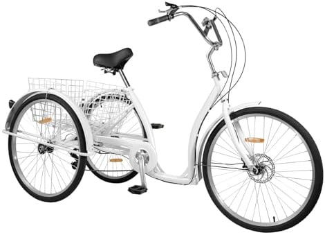 Zoobotanica Dreirad für Erwachsene, 26 Zoll 6 Gang Lastenfahrrad, 3 Räder Fahrrad Erwachsene mit Einkaufskorb, Senioren Fahrrad,City Einkauffahrrad,für Reisen, Radfahren und Einkaufen