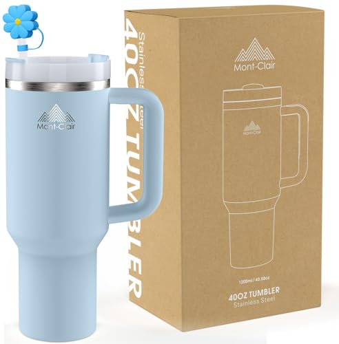 Tumbler 40oz - Trinkflasche mit Strohhalm 1.2L - Thermobecher mit Strohhalm Kühlt 10 Stunden - 48 Stunden Eisgekühlt - Trinkbecher mit Deckel und Strohhalm BPA Frei - Kaffeebecher To Go - Gletscher
