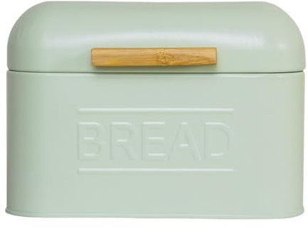 KESOTO Bread Food Storage Box, Countertop Pastry, Metal Bread Box Storage Tin with Cover, Bread Container Kitchen Storage Retro Multipurpose Organization Bin for Kitchen,20x20x14cm, Light Green