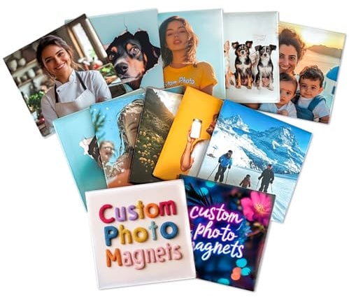Custom Photo Fridge Magnets 12-Pack,Transform Your Pictures into Durable Personalized Refrigerator Magnet,Customizable Décor for Family,Pet Photos & Special Memories