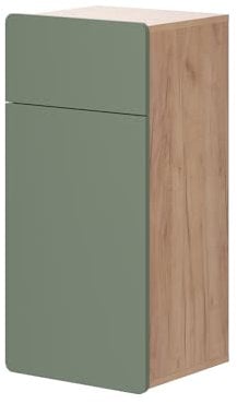 Vicco Midischrank Izan, Goldkraft Eiche/Grün, 36.6 x 76.6 cm mit Schublade und Tür