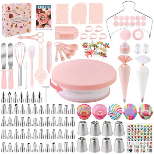 Nifogo Kit Patisserie Douille 356pcs, Accessoire, Ustensiles à Pâtisserie Inclure Plateau Tournant, Poche a Douille, Decoration Gateau Anniversaire