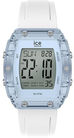 ICE-WATCH - Ice Digit boliday White Clear Blue Silver - Montre Bleue pour Femme avec Bracelet en Silicone - 024567 (Small)