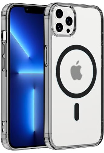 Coiwxmoi Cover Magnetica per Apple iPhone 13 Pro 6.1,Compatibile con Magsafe, Sottile Trasparente Morbido Silicone TPU + Hard PC Custodia Antiurto Anti-Graffio Protettiva Cover, Nero
