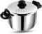 Steel Pasta, Rice Pot with Strainer lid - 4 Litre, SAS Bottom Rice Steamer Cooker, Noodles, Veggies Boiler Pot with Locking Handles, Induction Base,Double Boiler