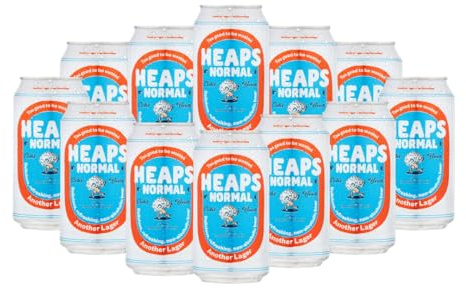 Heaps Normal Another Lager Low Alcohol Lager 375ml Cans - 0.5% ABV (12 Pack) Premium Non-Alcoholic Craft Beer Selection (0.5% ABV)
