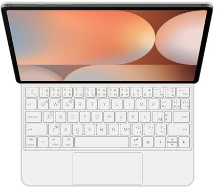 GUPENAA Tastaturhülle für Samsung Galaxy Tab S9 Ultra 14.6'' 2023, Magischer Schwimmender Cantilever-Ständer, 7 Farben Hintergrundbeleuchtung, Integriertes Trackpad,Weiß,French