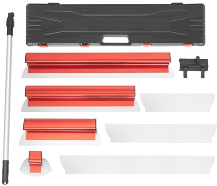 Flächenspachtel Set Spachtel Werkzeug im Koffer mit 87-156cm Teleskopstange Trockenbau Werkzeug Glättspachtel Fassadenspachtel 35cm&60cm&80cm-Lang 0.4mm-Dick Edelstahl Klingen inkl. Ersatzklingen