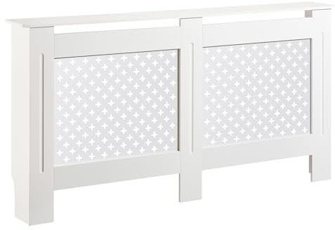 Toboli Heizkörperverkleidung weiß 152 x 19 x 82 cm, Heizkörperabdeckung aus MDF, Holzverkleidung für Heizkörper, Heizung stilvoll verkleiden
