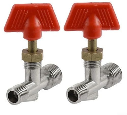DystopiaWorld Air Compressor Fittings, 2 pcs Tee Handle Manual Valve Switch with Male Threaded Connectors for On-Off Control Design for Workshop and DIY Use