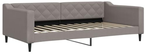 XHNIFBN Tagesbett Taupe 100 x 200 cm Stoffbezug Metall-Massivholz Gestell 2in1 Schlafsofa Modernes Design Robust & Atmungsaktiv Ohne Matratze für Wohn-Schlafzimmer Gästezimmer Büro