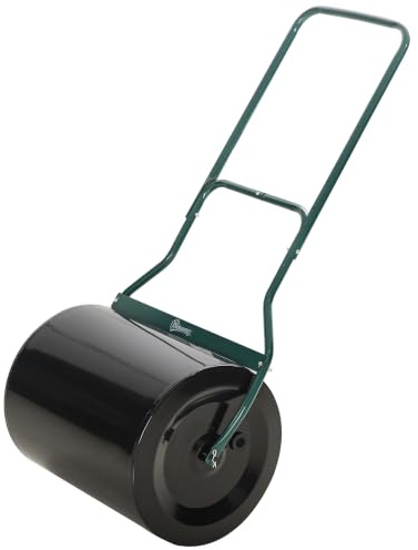 Outsunny Rouleau à Gazon Rouleau de Jardin 50 cm Remplissable Noir et Vert | avec 60 L d’Eau ou de Sable, Poignée Ergonomique, Outil de Jardinage, Pelouse Patio Parc