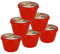 Just Pudding Basins Red 0.25 Pint, 140ml Steam Pudding Basin Food Safe BPA Free Plastic Red Bowls and Red Lids x6 (1/4 Pint)
