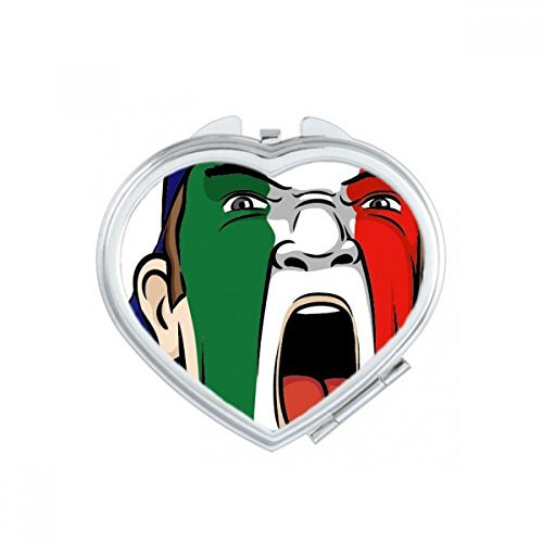 DIYthinker Italia Bandiera Nazionale Viso Pittura Trucco Maschera Urlando cap Cuore Compatto di Trucco Tasca Specchio Portatile Carino Piccola Mano Specchi Regalo