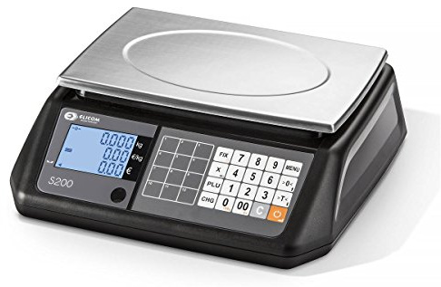 ELICOM Balance de commerce poids-prix homologuée 15/30kg - 5/10g - Noir - Acier inoxydable - Prête à l'emploi - Vente en magasin, vente à la ferme