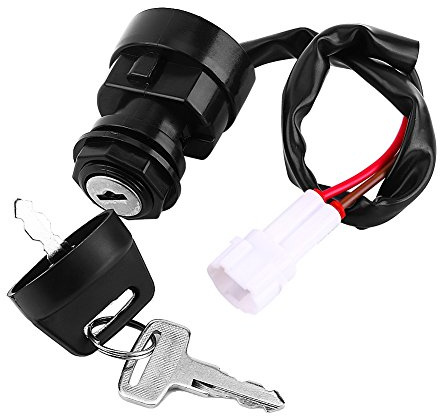 Qiilu ATV Zündschloss, 2 Pin Motorrad ATV Zündschlüssel Schalter für YFM 350 Bruin 660R 700R 350X Krieger