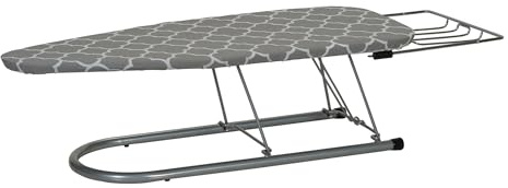 Household Essentials Steel Top Table Top Ironing Board with Iron Rest, Steel Mesh with Cotton Cover, Gray and White
