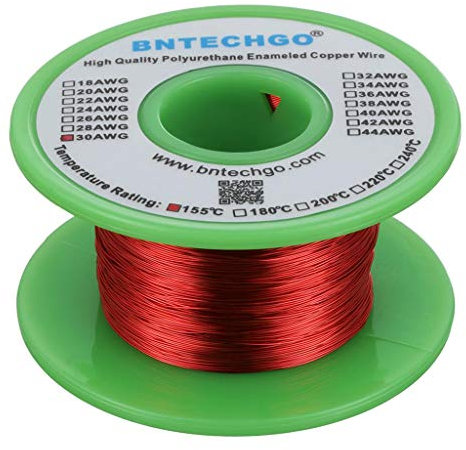 BNTECHGO 30 AWG Magnet Wire - Enameled Copper Wire - Enameled Magnet Winding Wire - 4 oz - 0.0098 Diameter 1 Spool Coil Red Temperature Rating 155℃ Widely Used for Transformers Inductors