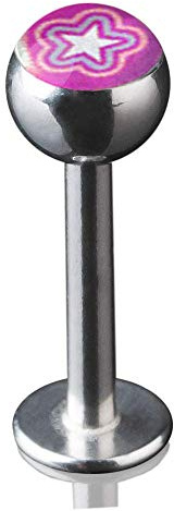 viva-adorno 1,2 x 8mm Lippen Piercing Stecker Labretstecker 316L Chirurgenstahl 20 Verschiedene Motive Picture Logo Z379