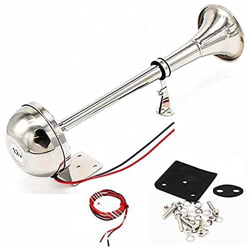 YIYIDA Autohupe elektrisches Horn Hupe elektrisch Edelstahl einzelne trompete car horn135dB autohorn Edelstahl 304 für 12V car ladungsrad LKW Transporter Boote Autos züge Yacht Vans