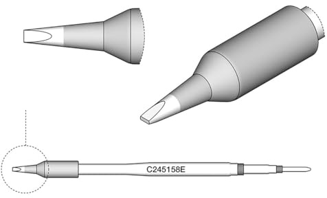 JBC Lötspitze Serie C245E, C245158E/1,2 x 0,4 mm, Meißelform C245158E (Kartusche Lötkartusche Spitze Lötpatrone Lötstift)