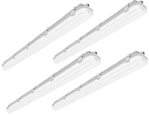hykolity 4FT LED Vapor Tight Light, 40/50/60W Vapor Light Fixture, [2-lamp F32T8 Equiv.] 4000K/5000K/6000K CCT Selectable, 130lm/W, Waterproof Shop Lighting for Parking Carport Car Wash, 4 Pack
