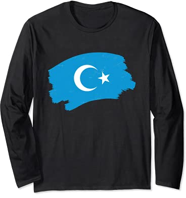 Uiguren Flagge - Solidarität für Muslime in China Langarmshirt