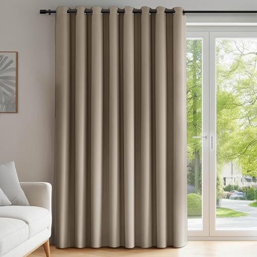 Deconovo Eyelet Door Blackout Curtain Thermal Curtain for Partition 100 x 84 Inch Taupe 1 Panel