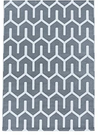 Ayyildiz Moderner Kurzflor-Teppich im Rauten-Design - Pflegeleicht und ideal für das Wohnzimmer, Rechteckig, Mehrere Größen verfügbar, Größe:140 x 200 cm, Farbe:Grau