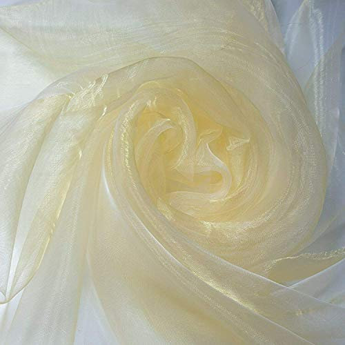 Cortina de gasa de tela de organza transparente, tela de boda, 150 cm, organdía por metro (más de 25 colores) (oro, 5 metros)