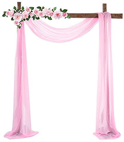 Perfect Flower Querbehang Freihanddeko aus Chiffon, Dekoschals Hochzeit Wohnzimmer Schlafzimmer Himmelbett,Hochzeiten Vorhang für Feierlichkeiten, Empfänge, Girlanden, Dekorationen