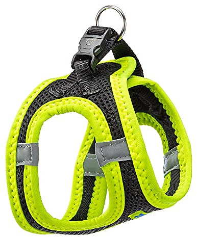 Ferplast Hundegeschirr Kleine Hunde Kaori XXS, atmungsaktives, gepolstertes und verstellbares Katzengeschirr, leicht zu tragen, reflektierende Kanten, Brustumfang 28–32 cm. Gelb