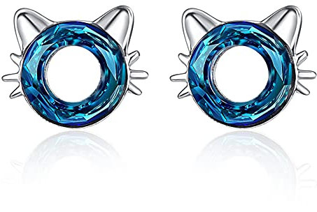 Ohrstecker für Frauen 925 Sterling Silber Katze Kristall Ohrringe Schmuck Geschenk für Sie Mädchen Freundin Damen Mutter