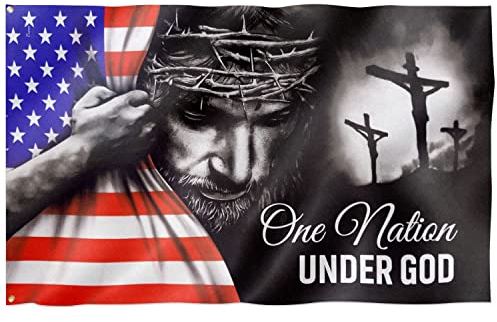 Amerikanische Flagge, Jesus-Flagge, 1,2 x 1,8 m, keine Flaggenmast-Ringe, robuste USA-Flagge, Leinen, Baumwolle, langlebig, für drinnen und draußen