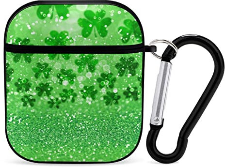 Airpods-Hülle Grüner Glitzer Sparkle Irish Shamrock Klee Airpod Hard Case Cover Kopfhörerhüllen Für Apple Airpods1 Airpods2