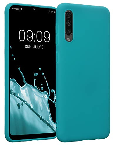 kwmobile Hülle für Samsung Galaxy A50 TPU Case - Handyhülle unterstützt kabelloses Laden, Flexible Schutzhülle, gummiertes Cover in Petrol matt