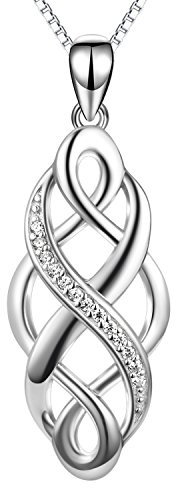 YFN Celtic Knot Necklace Created Opal Pendant Sterling Silver Infinity Love Jewelry