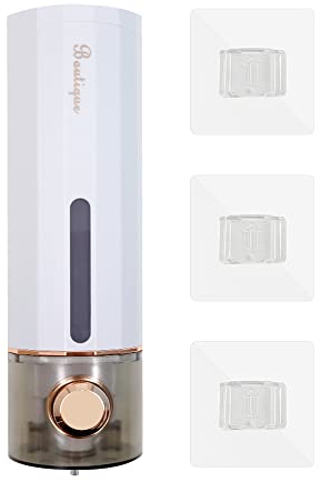 Modixun Liquid Soap Dispenser Wall Mount 450ml, Luxury Shower Hand Soap Dispenser, Self Adhesive Shampoo Dispenser with 3pcs Adhesives for Bathroom, Kitchen, White