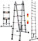 VickyHome Telescoping Ladder, Portable Telescopic Extension 3.8M(1.9M+1.9M) Tall Multi Purpose Loft Ladder, Stainless Steel Frame Folding Retractable Ladder w/ Adjustable Step Outdoor Indoor Use