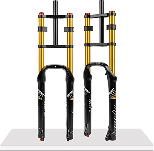 LUNJE 4.0 Fat Bike Fork 26 Zoll Mini Bike Federgabel Federweg 140 Mm Rebound Einstellbare MTB Air Fork Double Shoulder Straight Manual Lockout (Color : Gold)