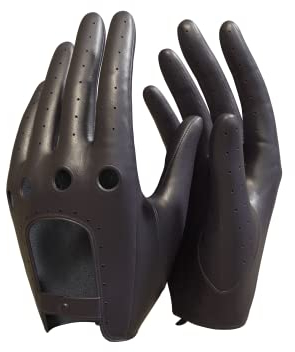 MGGMOKAY Damen Leder Autohandschuhe Lederhandschuhe Ungefüttert,Brown,M