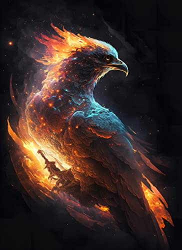 Poster Phönix - Phoenix Feuervogel im Weltall - Kunstdruck Wandbild für Weltall und Fantasy Begeisterte (45x60 cm)