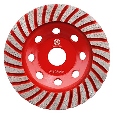 FOCSTOL Mola a Tazza Diamantata - 125mm Turbo Fila Disco Abrasivo Diamantato per Calcestruzzo Granito Marmo Muratura Pietra Artificiale per Smerigliatrice Angolare