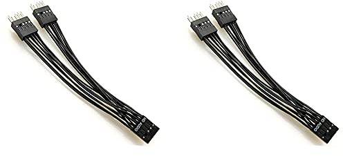 Wlauqueta Audio-Verlängerungskabel HD für Motherboard, 9-polig, 1 auf 2, Y-Stecker, Schwarz, für PC, Basteln, 10 cm, 2 Stück