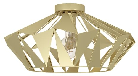 EGLO Deckenlampe Carlton, Deckenleuchte im Retro Design, Vintage Wohnzimmerlampe aus Metall in Gold, Lampe Decke, Flurlampe mit E27 Fassung