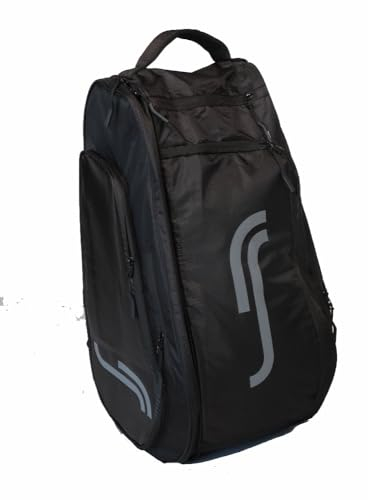 RS Sports Team-Tasche, kleines Fach für Padel-Zubehör, separate Schuhtasche, Material: Yacard PVC und Kohlefaser, Kapazität von 50 l, Schwarz und Silber