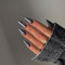 JUSTOTRY Lot de 24 faux ongles en forme d'amande chromée, à coller, motif court, bleu marine uni, ongles artificiels à presser, ovales brillants, beaux, manucure française pour femme