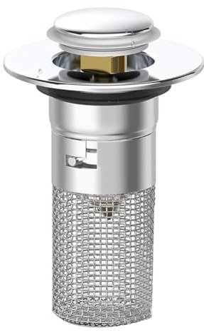 Amoyeric Bonde de lavabo de Salle de Bain avec Panier filtrant Amovible - Baignoire Anti-Obstruction