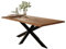 Liadomo Esstisch 140x80 Isa Nuss, Baumkantentisch, Akazie Massivholz Tisch, 26mm Tischplatte Lackiert, Robust & Pflegeleicht, Unikat, Spider-Gestell Metall schwarz
