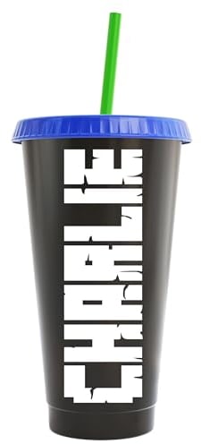 Generic Vaso de plástico con tapa y pajita de color personalizado para niños y adultos, 680.4 g, vaso frío de plástico, celebraciones, regalos de fiesta con cualquier nombre